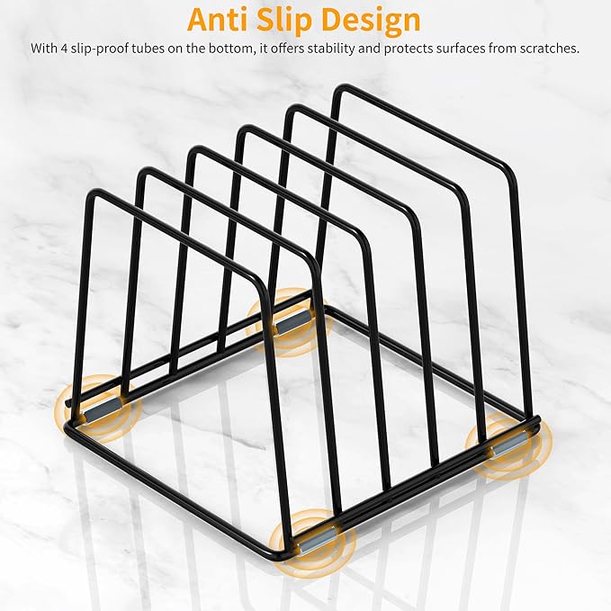 Cutting Board Organizer Kitchen Organizer Rack for Cutting Board, Bakeware, and Cookie Sheet, 5-Slot Heavy-Duty Steel Cookware Holder,Rust-Resistant with Anti-Slip Feet (2, Large)
