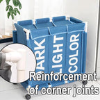 Laundry Sorter 3 Section with Lid 95 L Laundry Hamper with Wheels Reinforced Sealing Multi-Purpose Laundry Basket with Removable Inner Pocket(White)
