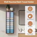Towel Racks for Bathroom Wall Mounted, Upgraded Bathroom Towel Holder Bath Storage Rack for Rolled Towel, Small Towels, Folded Towels, Rustic Organizer Rack with Shelf, 34Inch