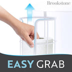 BROOKSTONE Over the Toilet Paper Holder Reserve - Toilet Paper Holder with Storage, Bathroom Toilet Paper Organizer, Metal Toilet Paper Roll Holder Fits Any Size Rolls - Matte White