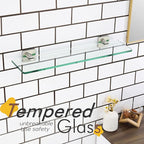 KOKOSIRI Floating Shelves Wall Mount 20-Inch Bathroom Tempered Glass Shelf Shower Storage Kitchen Rack, 2 Pack Brushed Stainless Steel B1107BR-L20-P2