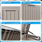 85 Gallon Outdoor Waterproof Resin Storage Deck Box Lockable Outside Bench UV Resistant Bin Patio Porch Furniture Pool Float Garden Tool Cushion Grey