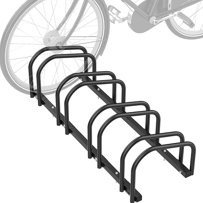 WALMANN 4 Bikes Floor Bike Stand, Bike Parking Rack Garage Bike Storage Stand Indoor/Outdoor 22-28" Wheel Stand, Max. Tire Width 2.1"