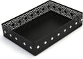 Desk Drawer Organizer, A4 Large Metal Mesh Desk Rrganizer Tray, Carved Hollow Floral Tray, Versatile Storage Box Set for Office Home Supplies,13x9x3 inches (Rhinestones,1 PC)