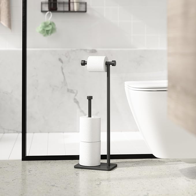 Umbra Cappa Toilet Paper Holder & Reserve, Black