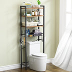 Over-The-Toilet Storage Rack, 4-Tier Bathroom Organizer Shelf Over Toilet with Adjustable Shelf and Basket, Freestanding Space Saver Bathroom Shelves Above Toilet for Room (Vintage Brown)