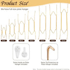 4 Pack Plate Hangers for Wall, Suitable for 9-12 inch Art Plate, Stainless Steel Invisible Heavy-Duty Wire Plate Holder with Wall Hooks, Display Hanger for Decorative Plates/Dishes/Platters(Gold)