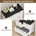 Lateral File Cabinet with 4 Drawers, Farmhouse File Cabinet for Letter/A4 Size Hanging Files, Large Wood File Storage Cabinets Printer Stand for Home Office Cabinets, Rustic White and Black