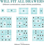 13 PCS Drawer Organizer Set, 5 Varied Size Bathroom and kitchen Drawer cabinet organizer Trays, Clear Storage Bins for Makeup, Jewelry, Utensils and Gadgets
