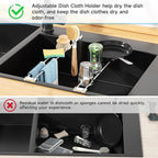Dish Cloth Holder for Kitchen Sink, Adjustable Over-The-Sink Dish Rag Rack, Metal Kitchen Racks Sink Brush Holder, Drying Rack for Dishcloths, Sponges, Brushes, and Bottles (1, Sliver)