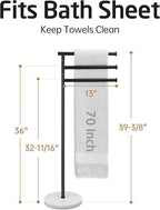 KES Matte Black Towel Racks for Bathroom with Weighted Marble Base, 40 Inch Free Standing Pool Towel Rack Outdoor, 3 Swivel Bars, Premium 18/8 Stainless Steel, BTH219-BK