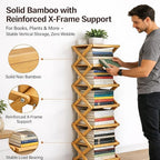 The 8-Tier No-Assembly Bamboo Rack, Bamboo Shoe Rack, Foldable Shoe Rack, Space Saving Collapsible Shelves for Entryway, Closet, Bathroom, Bamboo Shoe Rack, Foldable Shoe Rack (Brown, 8Tier)
