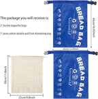 Oxford TPU Bread Bag with Buckle Reusable-collapsible Fabric Zippered Bread for Homemade Sourdough,Baking Supplies & Kitchen Essentials (2pcs bread bag 1pcs mesh bag)