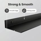 Z metnal Floating Shelves, Bedroom Shelves, Display Metal Wall Shelf for Funko Pop Speaker Figure Collection, Floating Storage Wall Decor, Aluminum, Wall Mounted, Matt Black, 20 inch, 2 Pack
