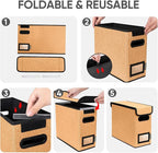 BALEINE File Organizer Box with Lid, Collapsible File Folder Organizer with Plastic Slide, Hanging File Folder Box for Office Document Storage (2 Pack, Orange, S)