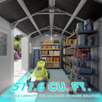 10x8 FT Resin Plastic Shed with Floor, Heavy-Duty 21-Gauge Reinforced Steel Frame, 16mm Ultra-Thick Panels, Outdoor Storage Sheds with Awning Windows and Air Vents