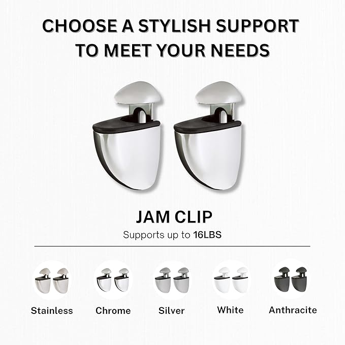 Glass Shelves - Tempered Safety Glass Shelves for Bathroom, Choose Over 20 Shelf Brackets and Multiple Shelf Sizes - Jam Style - 23.6 x 7.9 in - White Clip