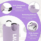 2Pcs 95L Purple + Pink Laundry Basket, Folding Laundry Hampers for Women with Soft Handles, Freestanding Dirty Clothes Basket, Sturdy Oxford Fabric Clothes Hampers for Travel, Dormitory