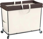 320L Laundry Hamper with Wheels, 3 Section Large Rolling Laundry Basket Bag with Wheels, Clothes Hamper Cart for Laundry, Bedroom, Bathroom and Dorm