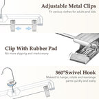 HOUSE DAY Clear Pants Hangers with Clips 300 Pack, Non-Slip Plastic Skirt Hanger with Adjustable Clips, Slim Clip Hangers for Pants, Skirts, Shorts, 14" Clear Hanger, 360-Rotating Swivel Hook
