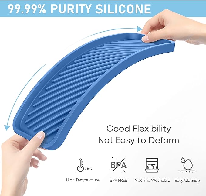 EG-SIPRO Kitchen Sink Organizer Tray,Sponge Holder for Kitchen Sink Bathroom Counter Tray Sponge Caddy Silicone Soap Holder for Soap dispenser, Bottle, Dishwashing Accessories(2-pack)