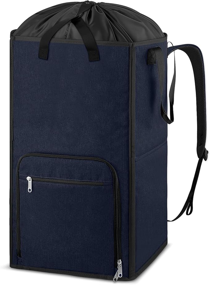 Bukere Laundry Basket, Laundry Backpack Bag for Guys Girls Boys, 2 in 1 Laundry Hamper for College Dorm Room Essentials, Adjustable Shoulder Straps, Freestanding Laundry Bag for Laundry Room, RV