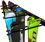 StoreYourBoard Solitude Ski Storage Rack, Wall Mount Organizer with Shelf option, Holds 10 Pairs of Skis, Heavy Duty Supports 300 lbs