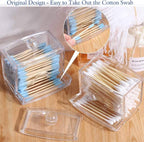 Swab Holder Canisters with Lid, Bathroom Qtip Dispenser Apothecary Jars, Clear Plastic Cotton Ball Pad Container for Cotton Swabs, Q-Tips, Make Up Pads, Cosmetics