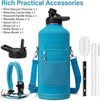 Insulated Water Bottle | Thickened Stainless Steel for Gym and Hiking with Straw, Carrier Bag, Handle Strap | BPA-Free 87 oz
