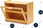 RoyalHouse Premium Bamboo Double Layer Bread Box With Clear Window, Bread Storage And Organizer for Kitchen Countertop, Bread Container, Assembly Required