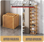 The 9-Tier No-Assembly Bamboo Rack, 2-9 Tier Folding Shoe Storage Rack, Space-Saving Organizer for Shoes, No Assembly Narrow Shoe Shelf for Entryway Closet Dorm (Natural, 3 Tier)