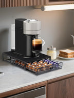 Coffee Pod Holder Drawer Organizer Capsules Storage Organizer with Sliding Drawer Compatible For Pods, Holds up to 56 Small or 28 Big Pods Black
