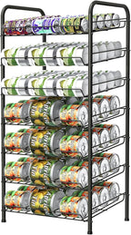 Vrisa Can Organizer for Pantry 7-tier Can Rack Organizer Metal Can Storage Dispenser Rack Holds up to 84 Cans for Canned Food Kitchen Cabinet or Pantry Shelf Black