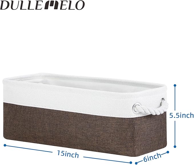 DULLEMELO Toilet Paper Storage Basket, Toilet Tank Basket with Rope Handles for Bathroom Storage