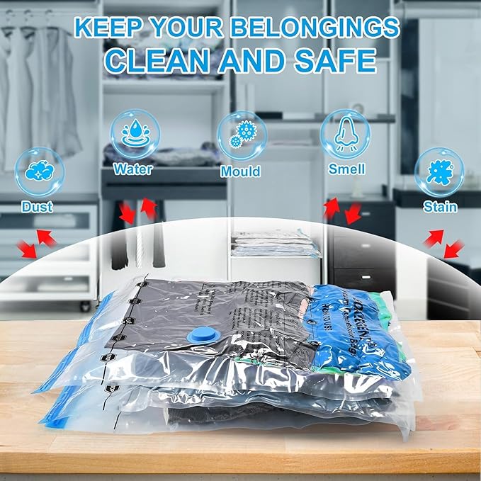 BoxLegend Vacuum Storage Bags with Large Hand Pump 12 Combo (3 Jumbo,3 Large, 3 Medium, 3 Small) Thickened Vacuum Seal Bags for Clothing Coat Bedding Quilt Blanket Pillow Comforters