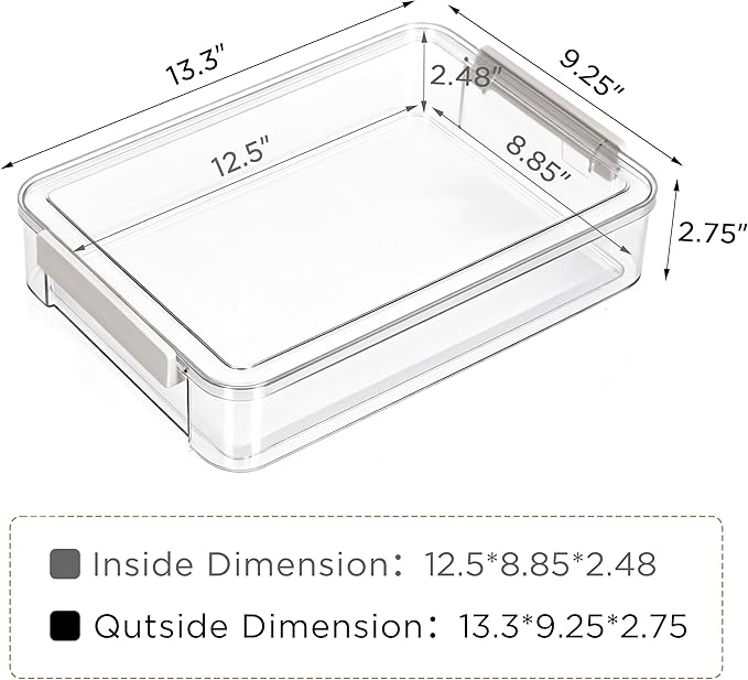 Citylife 5 PCS 6 Qt Plastic Storage Bins with Lids and Latches, Portable Project Case for Drawers, Clear Stackable File Box for Organizing A4 Paper, Letters, Documents, Art Supplies, and Crafts