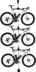 LYNICESHOP Bike Stand, 3 Bike Storage Rack Vertical Bracket for Bicycles, 360° Adjustable Hook Indoor Bike Storage Pole Stand for Garage Indoor Apartment