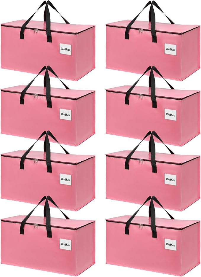 Extra Large Moving Bags with Zipper - Heavy Duty Tote for Packing Clothes, Durable Storage Bin Organizer, Multipack Set