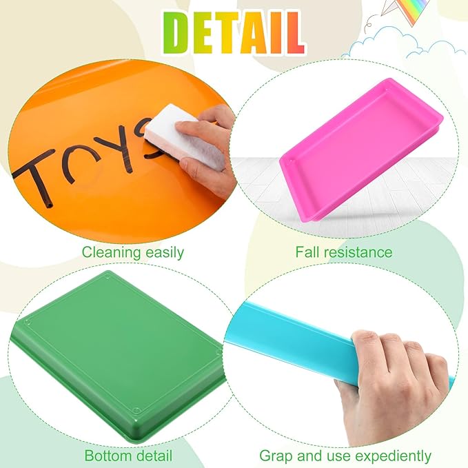 Maitys 15 Pcs Flat Plastic Trays 16.1 x 11.8'' Sensory Storage Paper Tray Stackable Classroom Bins for Office Home Organizer Crafts Supplies(Vibrant Color)