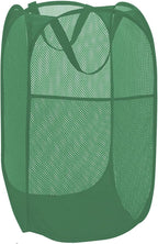 BATTOO Deluxe Strong Mesh Pop up Laundry Hamper Basket with Side Pocket for Laundry Room, Bathroom, Kids Room, College Dorm or Travel Green