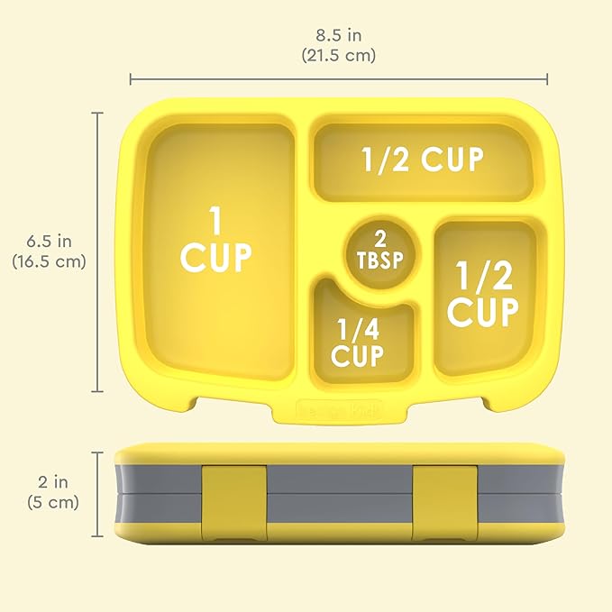 Bentgo Kids Prints Leak-Proof, 5-Compartment Bento-Style Kids Lunch Box - Ideal Portion Sizes for Ages 3-7, Durable, Drop-Proof, Dishwasher Safe, & PFAS & BPA-Free Materials (Construction Trucks)