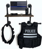 Heavy Duty Tactical Gear Rack Wall Mount Police Vest Hanger Plate Carrier Stand Storage Rack Display Stand for Police, Motorcycle, Cycling for Helmet, Belt, Football Suit (1)