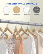 Closet Rods for Hanging Clothes, 17 to 99 Inches Stepless Adjustable Metal Closet Rod, 1.3 Inches Heavy Duty Clothes Hanging Rod for Closet Wardrobes Laundry RV, Silver