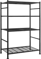 Storage Shelves - 4 Tier Shelf Organizer, Heavy Duty Garage Shelving Unit with Leveling Feet, Stable Metal Shelves Organizer for Pantry, Kitchen and Closet, 33.0" W x 12.6" D x 57.2" H, Black