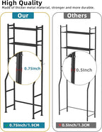 3-Tier Over The Toilet Storage, Freestanding Metal Bathroom Shelves with 4 Hooks, Over Toilet Storage Shelf with Paper Holder, Above The Toilet Shelf for Bathroom Storage, Black