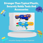 Skywin Peg Board for Nerf Gun Storage Organizer 14.2 x 8.5 x 11 inches - Hanging Holder Compatible with All Blasters Nerf Gun Rack Organizer for Wall Organization with 10 Triangle Hooks (White)