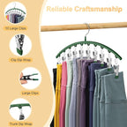 Legging Organizer for Closet, Metal Yoga Pants Hangers 2 Pack w/10 Clips Holds 20 Leggings, Space Saving Hanging Closet Organizer w/Rubber Coated Closet Organizers and Storage, Green