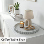 Silicone Bathroom Countertop and Vanity Tray, Round Silicone Bathroom Tray, Modern Bathroom Decor, Coffee Table Decor, Decorative Tray for Candle, Perfume, Plants (Grey, 9 inch)
