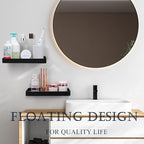 Z metnal Small Glass Bathroom Shelves, Matte Black Floating Shelf Wall Shelf Organizer, Wall Mounted (Clear Glass, 11.8 inch)