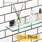 KOKOSIRI Wall Shelves for Bathroom Glass Floating Shelf 20-Inch Kitchen Rack Shower Storage, 2 Pack Oil Rubbed Bronze Stainless Steel B1107ORB-L20-P2